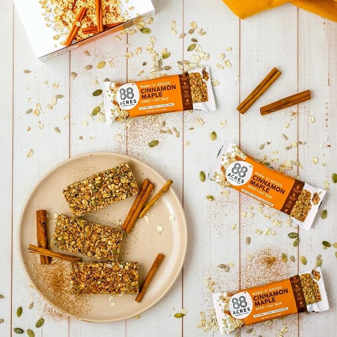 88 Acres Granola Bars | Cinnamon Maple | Gluten Free, Nut-Free Oat and Seed Snack Bar | Vegan & Non