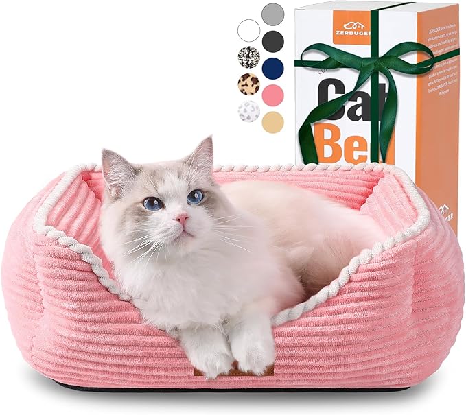 Cat Dog Bed for Pets, Rectangle Pet Bed Gift for Puppy and Kitten, Machine Washable Calming Fluffy