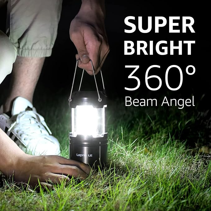 Lepro LED Camping Lanterns Battery Powered, Collapsible, IPX4 Water Resistant, Outdoor Portable