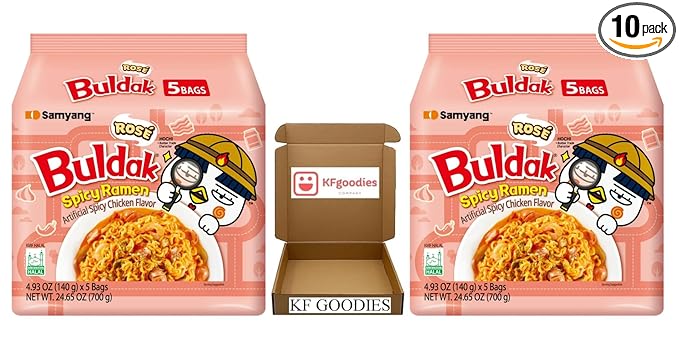 KF GOODIES Korean Ramen Variety Pack Gift Box (10 Count) – Spicy Buldak Noodle Assortment for