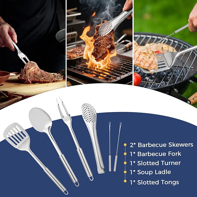 Portable Camping Kitchen Utensil 34 Pcs Set- Cookware Kit, Stainless Steel Outdoor Cooking and