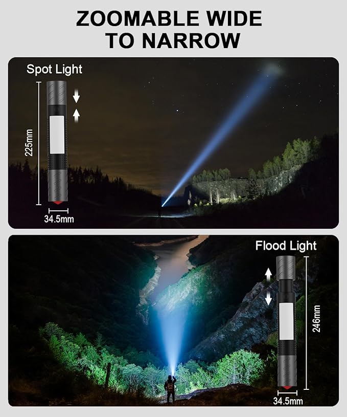 USB C Rechargeable Flashlight High Lumens-Super Bright Magnetic LED Flashlights with Screwdriver