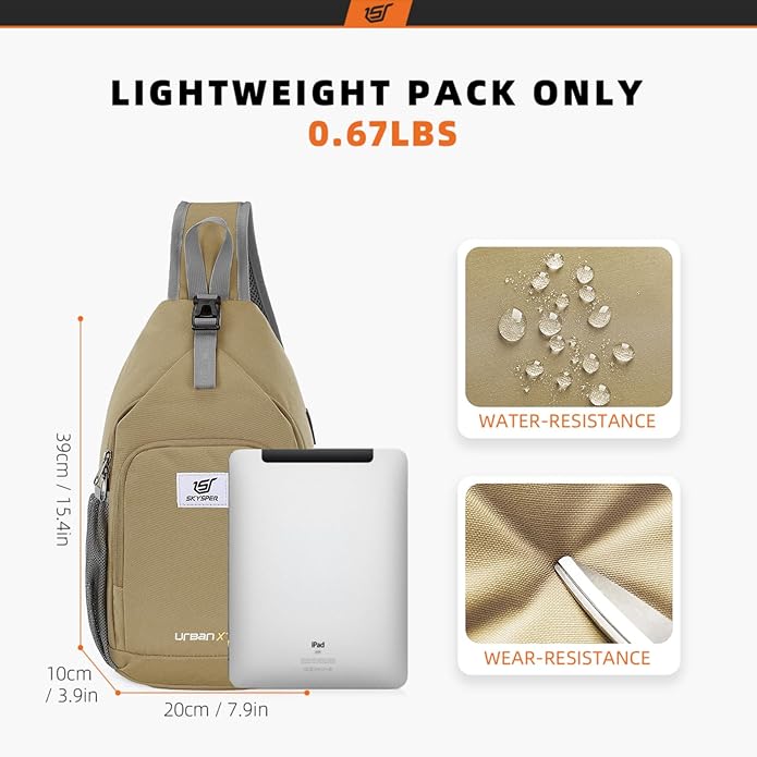 SKYSPER Sling Bag RFID Crossbody Sling Backpack Cross Body Shoulder Bag Travel Hiking Daypack for