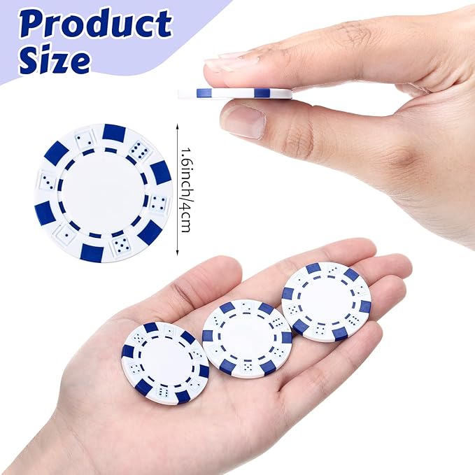 100 Pcs 11.5 Gram Poker Chips ABS Monte Carlo, 40 mm Bingo Chips Tokens Markers Blank Counting Bulk