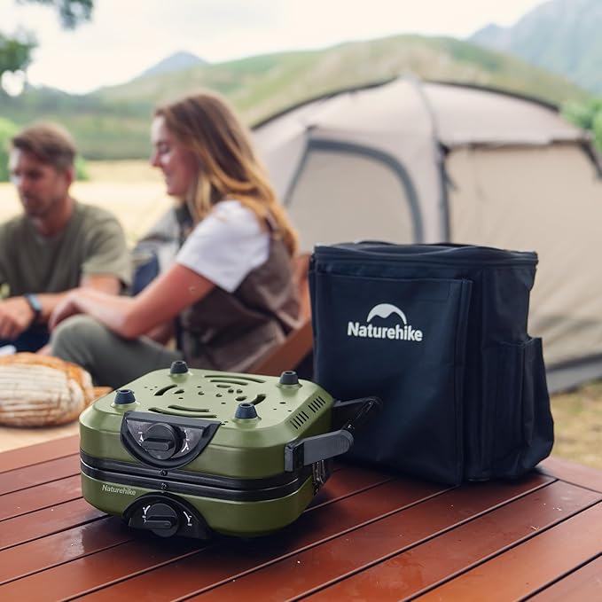 Naturehike 2 Burner Folding Camping Stove, Portable Propane Gas Stove with Carry Bag, 16000 BTU