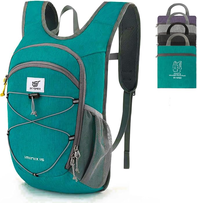 SKYSPER 15L/20L Foldable Hiking Backpack Lightweight Packable Travel Daypack with Chest Strap Small