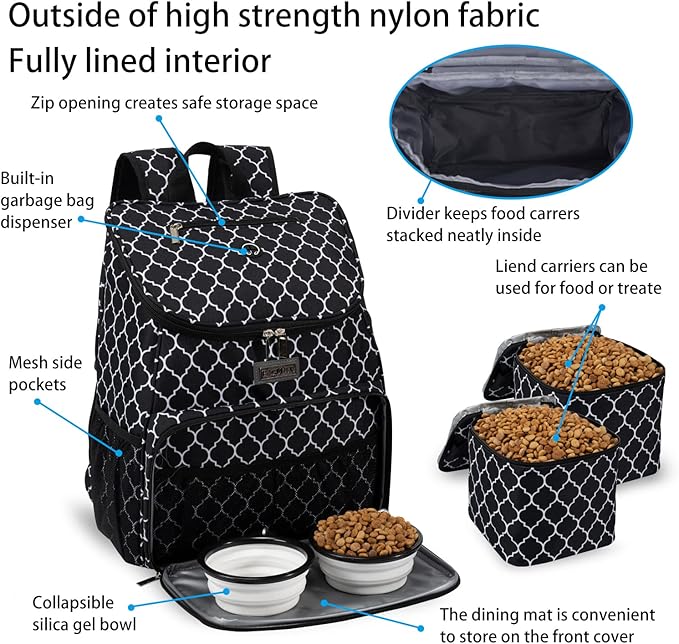 BAGLHER丨Dog Travel Bag, Airline Approved Pet Supplies Backpack, Dog Travel Backpack with 2 Silicone