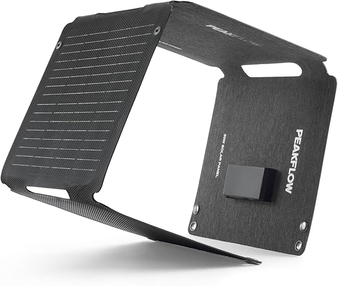 PEAKFLOW 30W Solar Panel,Foldable Portable Solar Panel,25.4% High-Efficiency, USB-A and 2 USB-C
