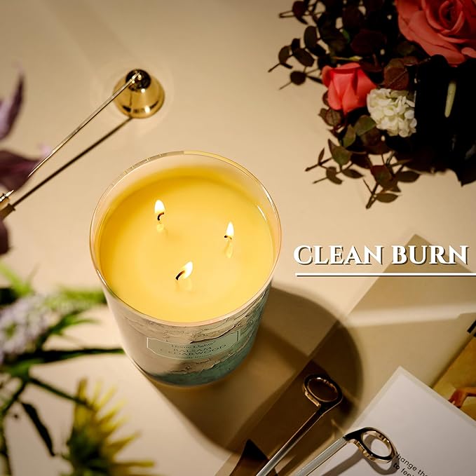 HomeLights Balsam Cedarwood Scented Candles | 34oz Soy Candles Industrial Chic 3-Wick Large Candle