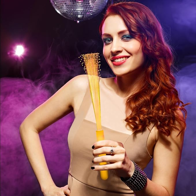 12Pack Orange Glow Sticks Light Up Fiber Optic Stick Glow Wands Bulk with 3 Flashing Models for