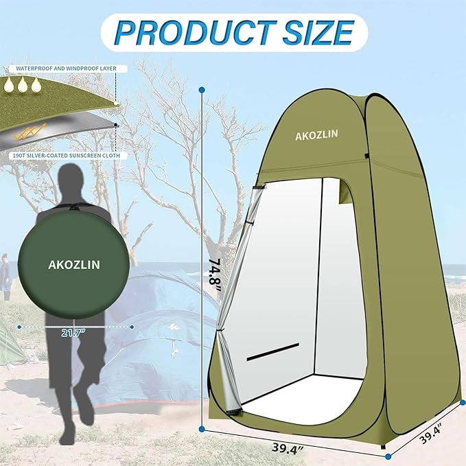 AKOZLIN Portable Pop Up Shower Tent Instant Privacy Dressing Changing Tent Outdoor Shower Room Camp