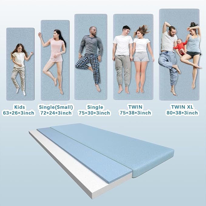 KingChii CertiPUR-US Memory Foam Camping Mattress, Portable Roll Up Travel Car Camping Mattress