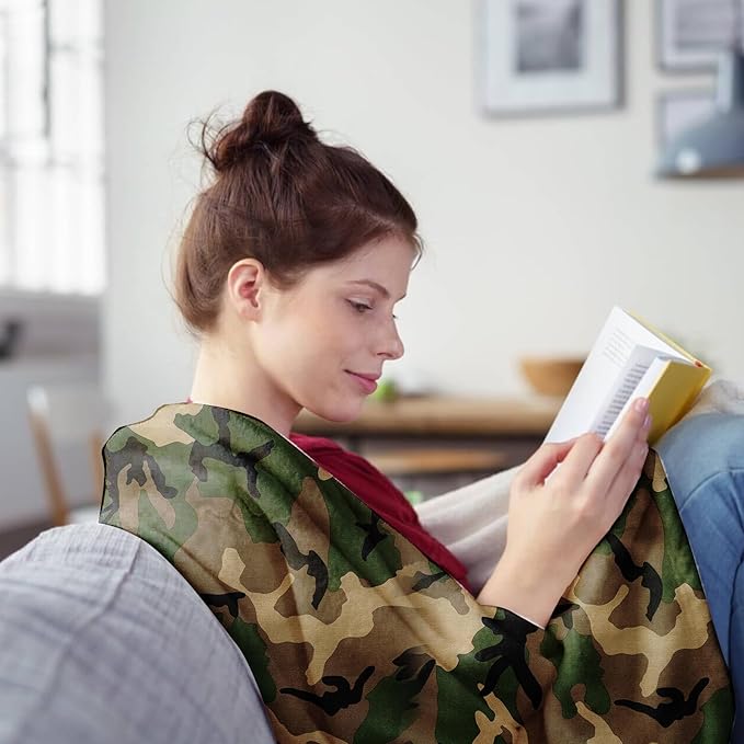 Camo Throw Blanket for Couch Sofa Soft Cozy Blankets Fleece Warm Lightweight Bedding Blanket for