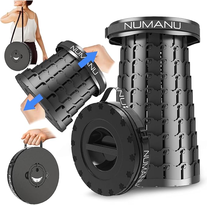 NUMANU 2025 Upgraded 19.7" XXL Collapsible Stool, 1000lbs Max Weight, Wider & Taller Pop Up Seat