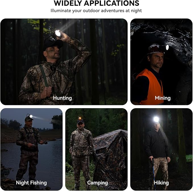 10W Coon Hunting Lights Headlamp for Coyotes Hog Predators, Rechargeable & IPX5 Waterproof, 6