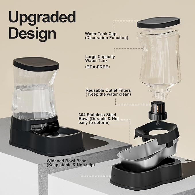 Gardner Pet Automatic Dog Water Dispenser Gravity Stainless Steel Water Waterer Feeder, 100%
