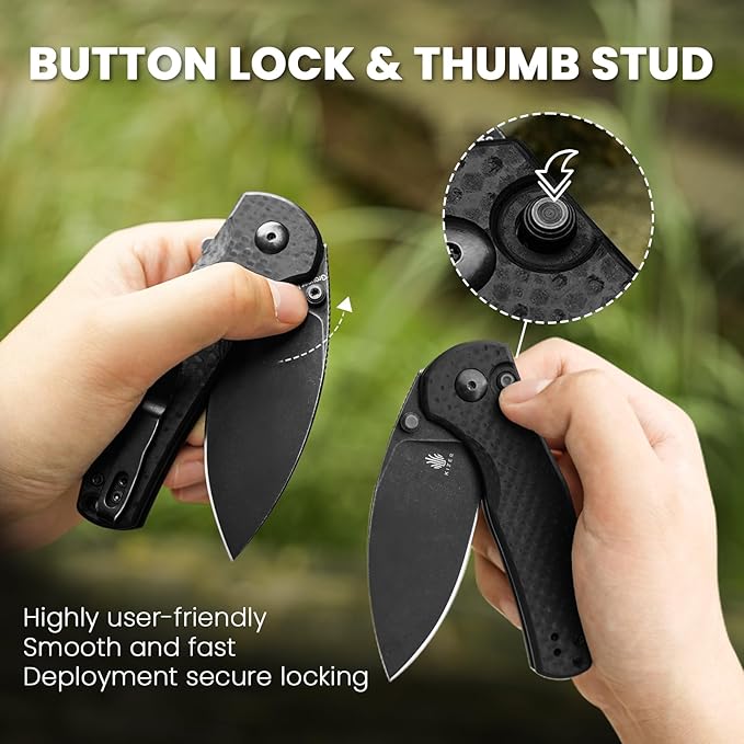 Kizer Mini Grouper Folding Pocket Knife, Nitro-V Steel Blade G10 Handle EDC Knife, Button Lock