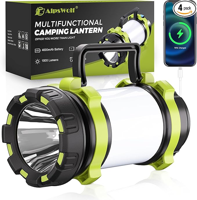 AlpsWolf Camping Flashlight, 6 Modes Camping Lantern Rechargeable LED Lantern for Power Outage