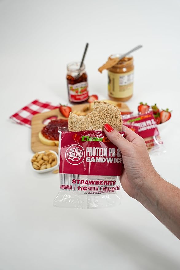 Clean Eatz High-Protein PB&J Sandwich, Mixed (Strawberry & Grape) – 16 Pack