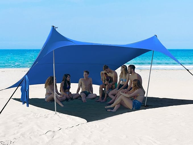 10×10ft UPF50+ Beach Tent Sun Shelter, Windproof Stable Outdoor Pop Up Beach Shade Canopy for