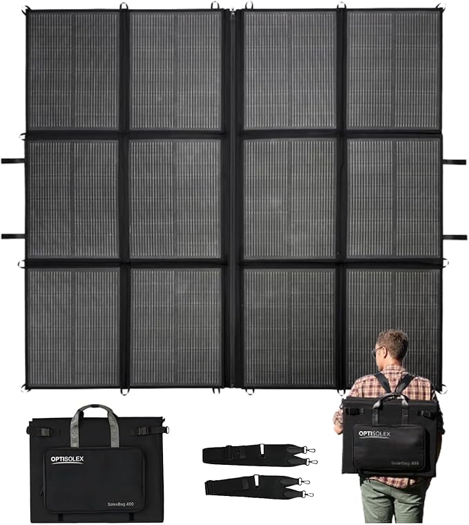 440W Portable Solar Panel, 17.2lbs Foldable SolarBag, Splits 2×220W Solar Blanket, 25% High