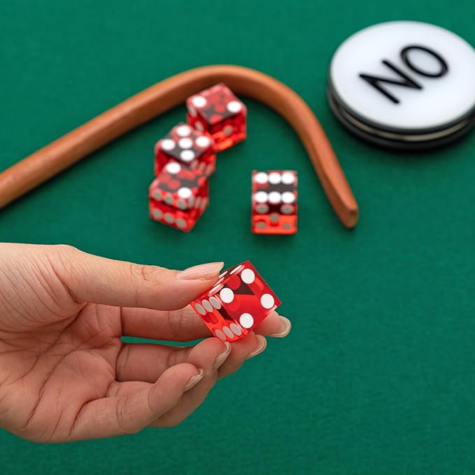 Leyndo Craps Tabletop Game Set, Includes 24" Craps Rattan Stick, Casino Grade AAA 19 mm Dice, 3"