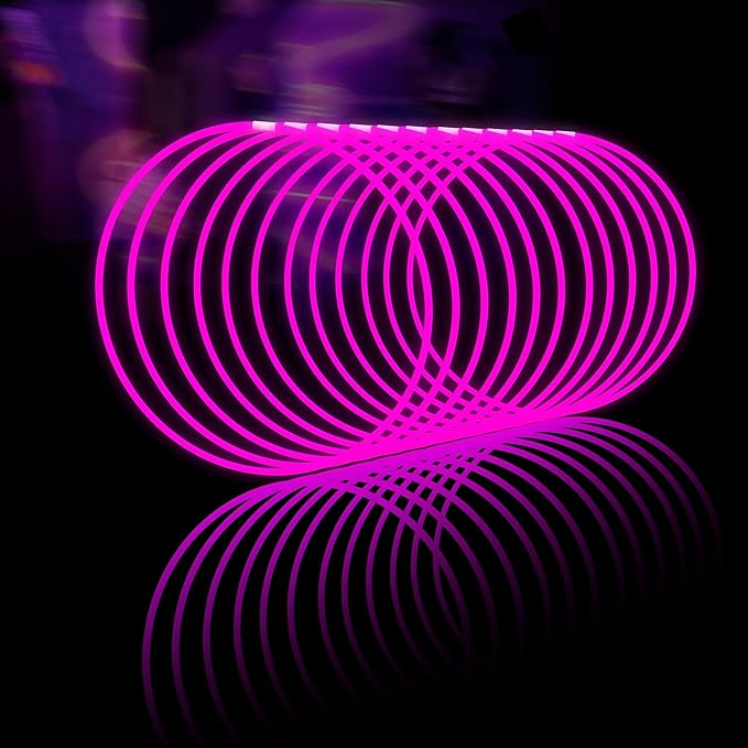 Glow Fever Glow Sticks Bulk 100ct 22'' Glow Necklaces with Connectors, Neon Light Sticks for Party