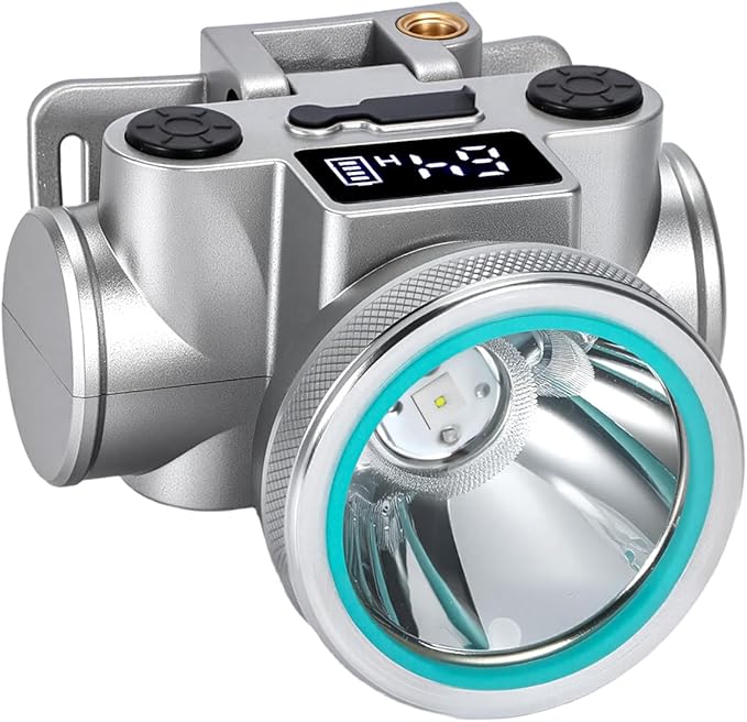 High Brightness LED Headlamp with Display Screen Rechargeable USB-C Waterproof Headlight with