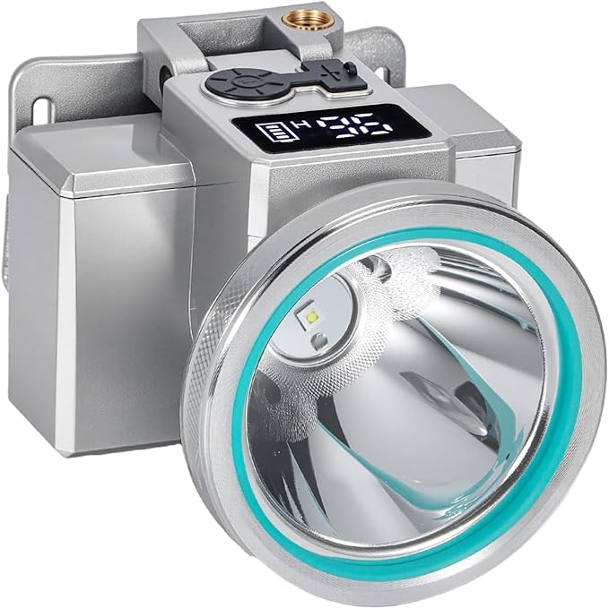 High Beightness LED Headlamp with Display Screen Rechargeable USB-C Waterproof Headlight with
