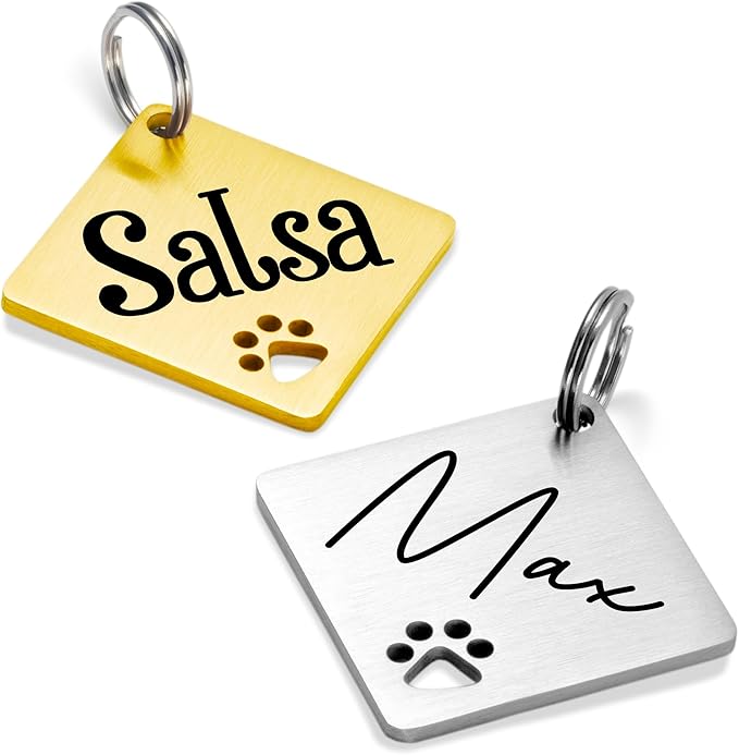 Ultra Joys Dog Tags Personalized for Pets - Hollow Paw Custom Pet ID Tag - Engraved Dog Tag for