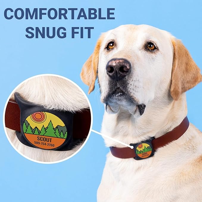 GoTags Designed for Airtag Engraved Dog Collar Holder, Personalized Airtag Case for Pet Collar, Up