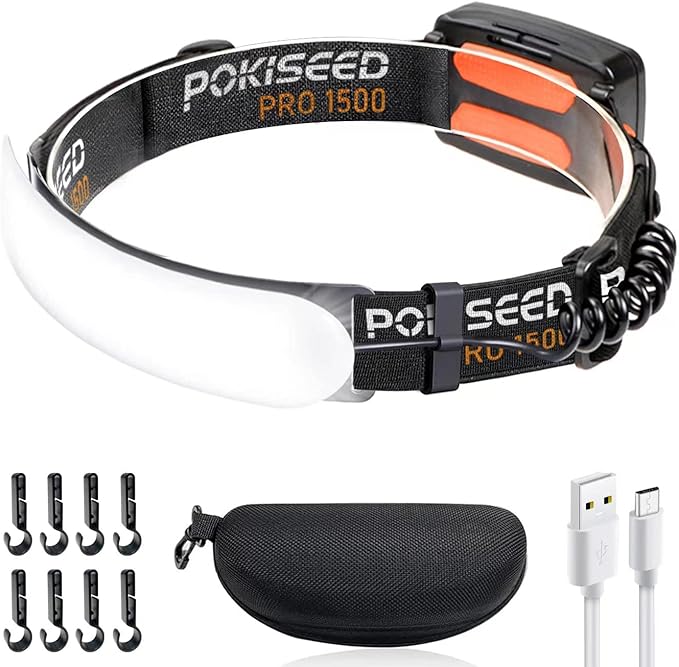 LED Headlamp Rechargeable, Super Bright 1500 Lumens 230° Wide Beam Headlamp, 3 Modes IPX6