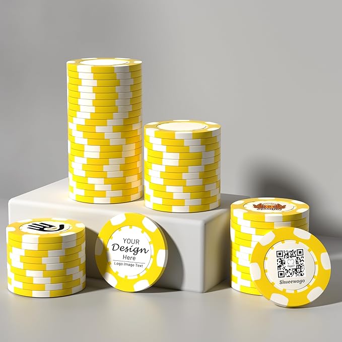 50-500 Custom Clay Poker Chips for 7 Colors,Imprinted in Full Color with Your Logo,Image or