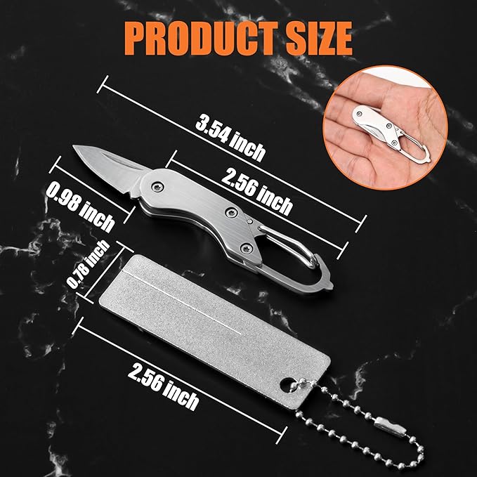 Stainless steel mini folding knife, portable key chain knife and small portable grindstone and