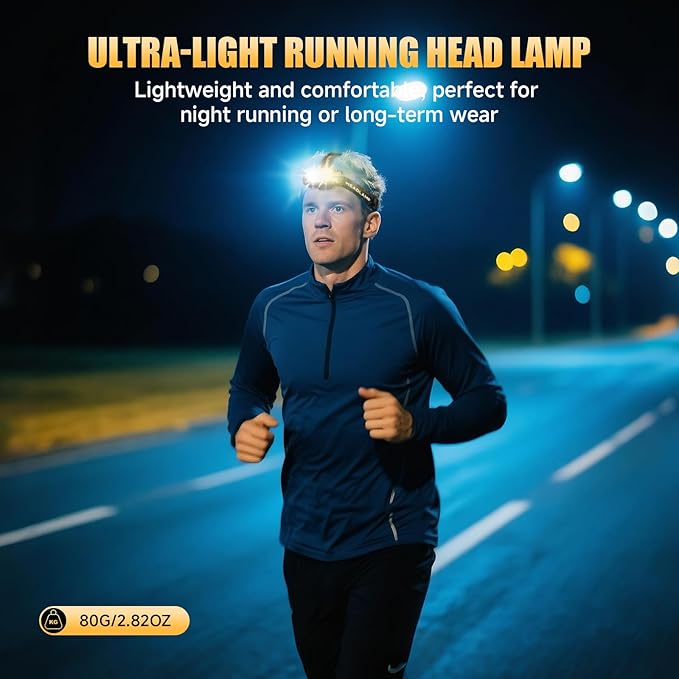 Rechargeable LED Headlamp 3 Pack, High Lumen Super Bright Head Lamp with Red Light, Motion Sensor