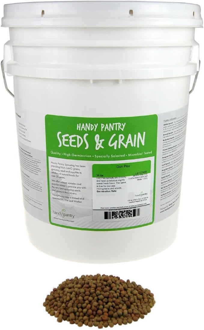 Handy Pantry Dun Pea Sprouting Seeds - 35 Lbs - Dried Dun Peas - Edible Seeds, Gardening