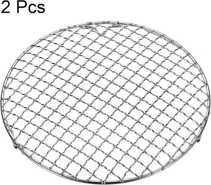 HARFINGTON 2pcs Round Cooking Rack 8.9-inch 201 Stainless Steel Cross Wire Barbecue Grill Net with