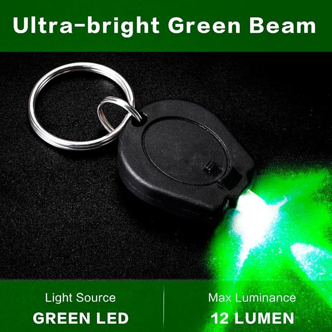 12 Pack Ultra Bright Green Light Keychain Flashlight, Mini Green LED, Green Keychain Flashlight for