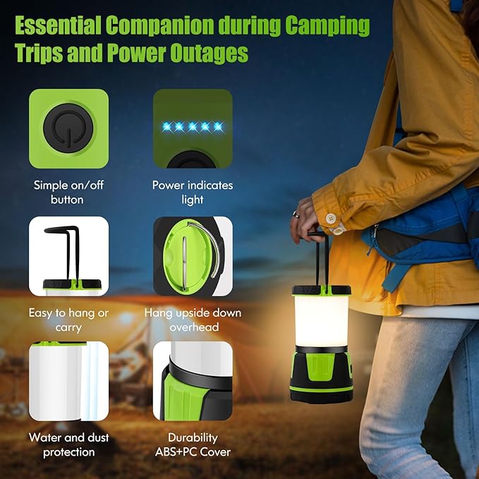 Rechargeable Camping Lantern 3000 Lumens ??LED Flashlight with 5 Modes, IP54 Waterproof, 7500mAh