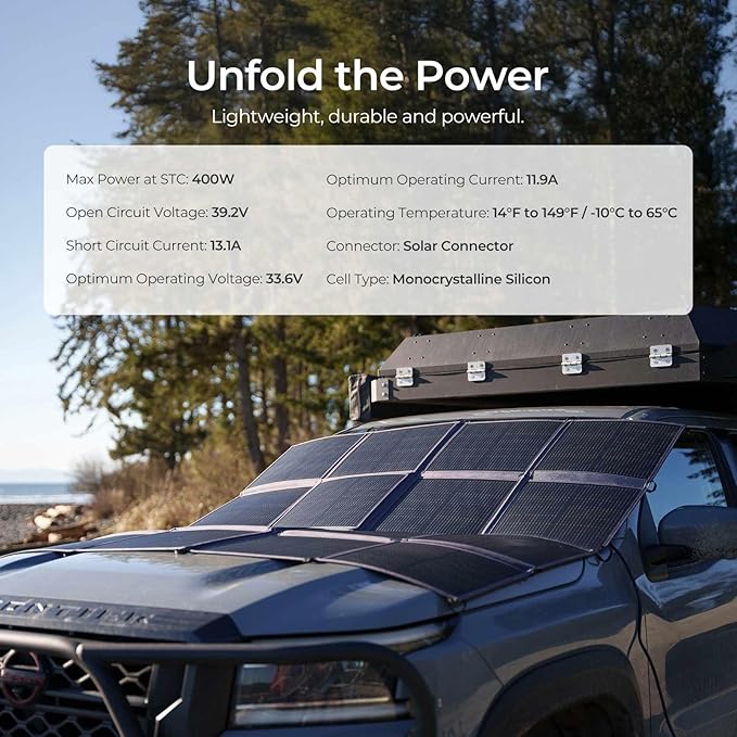 Renogy 400W Portable Solar Panel Blanket, 25% High Efficiency N-Type Foldable Solar Panel Charger