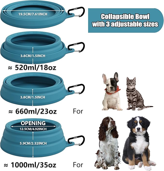 OHMO Spill Proof Collapsible Dog Water Bowl Large 34oz for Cars, No Splash Portable Bowls for Dog