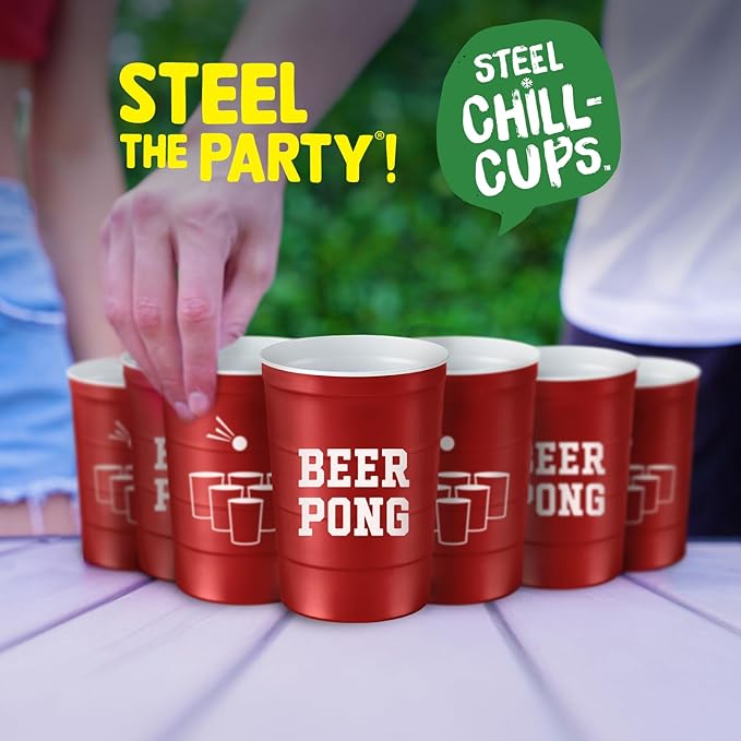 16 oz. Party Cup 'Beer Pong' Drinking Game Design for Cold Drinks, Sturdy, Durable, Disposable