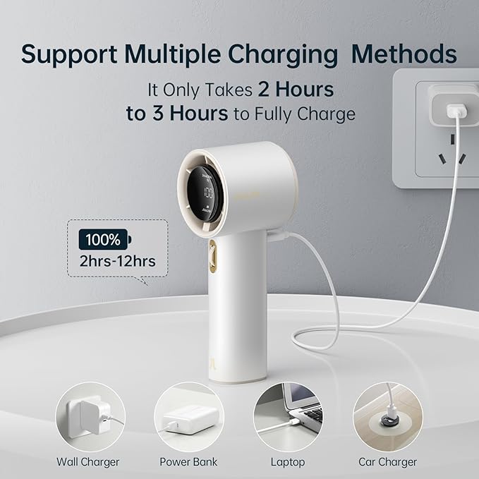JISULIFE Portable Handheld Fan, Speed(1-100) Adjustable Turbo Mini and 3600mAh Battery Rechargeable