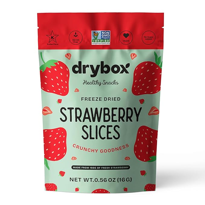 Drybox Freeze Dried Strawberries Sliced | 100% Natural Fruit | Freeze Dried Strawberry Source | No