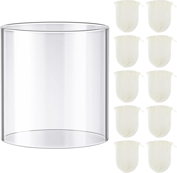 11 Pcs Propane Lantern Mantles with Glass Replacement Globe, Standard Lantern Replacement Parts U