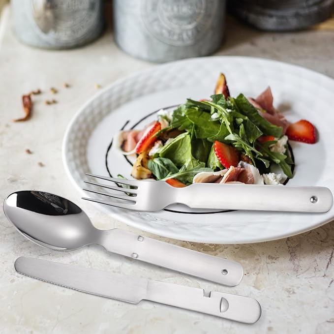 Portable Flatware Silvery Silverware Camping Stainless Steel Cutlery Set Outdoor Travel Knife Fork