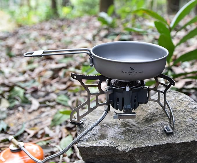 Boundless Voyage Ultra-light Titanium Frying Pan with Folding Handle Outdoor Camping Skillet