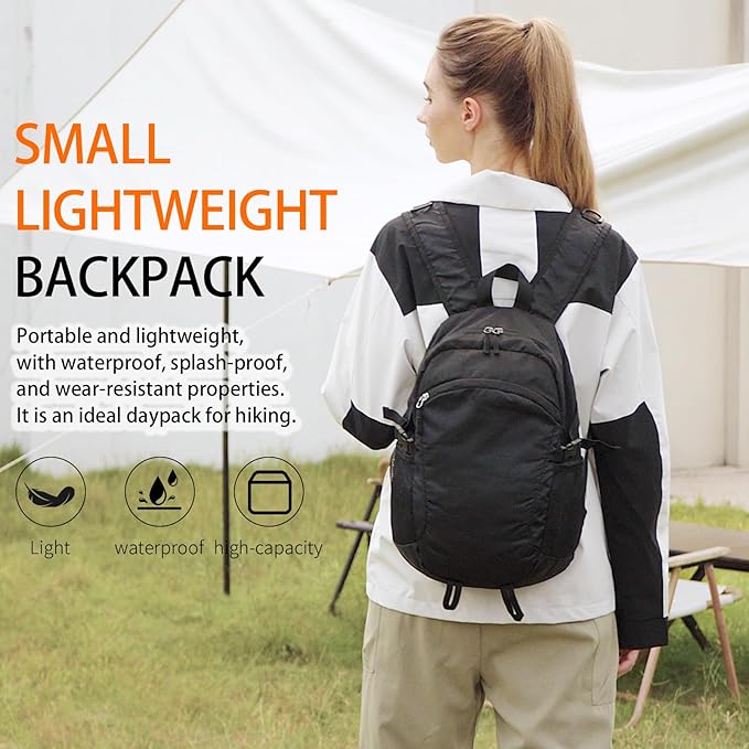 Small Hiking Daypack,15L Water-Resistant Hiking Backpack Packable Lightweight Travel Day Pack for