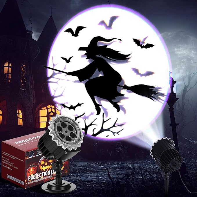 Halloween Projector Light with 1 Film Slides Holiday LED Projector Lights Outdoor Reflectors