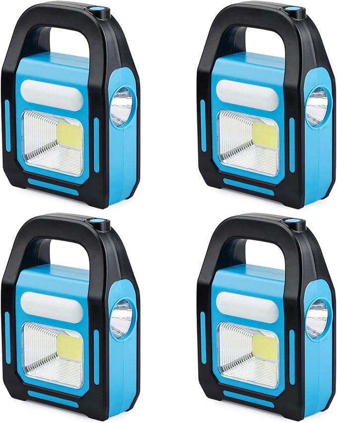 4 Pack 3 in 1 Solar USB Rechargeable Brightest COB LED Camping Lantern, Charging for Device